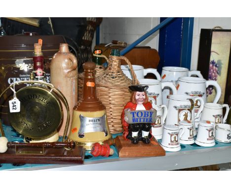 A COLLECTION OF BREWERIANA, to include a Ruddles Fine Ales gong, a Toby Bitter bar advertising figure, a Cintra Ruby Port keg