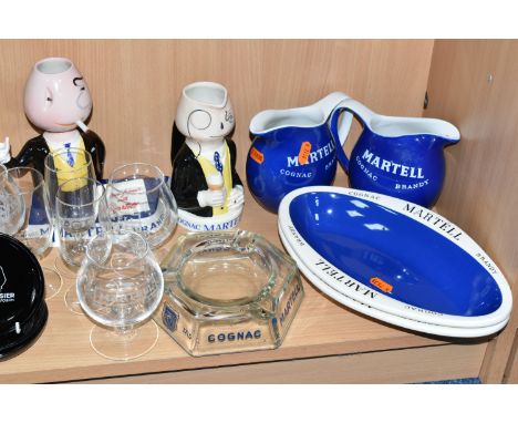 A COLLECTION OF COURVOISIER AND MARTELL BRANDY ADVERTISING BREWERIANA, comprising a Carlton Ware Martell brandy advertising M