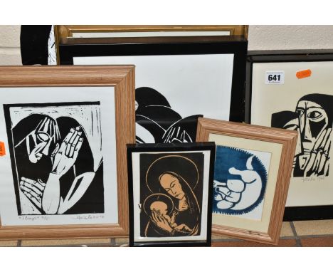 HEINKE JENKINS (1937-2023) FOUR SIGNED LINOCUT PRINTS, comprising 'Sleep' 2/5 dated 2012, approximate size 25cm x 19cm, 'Watc