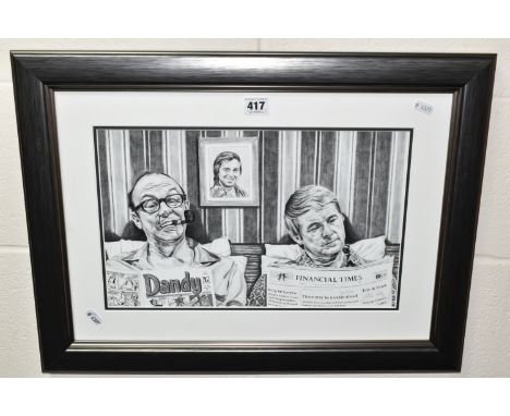 A LIMITED EDITION STEVE LILLY PRINT: PORTRAIT OF ERIC &amp; ERNIE, 54/350, pencil signed in lower right corner, 59cm x 44cm (