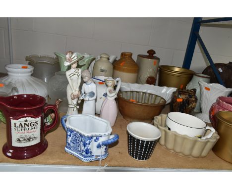 A QUANTITY OF CERAMICS, comprising a Denby 'Burlington' planter, a Castle Ceramics Langs Supreme Scotch whisky water jug, Lov