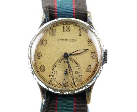 Jaeger le Coultre stainless steel gentlemen's wrist watch the signed dial Arabic numerals, subsidiary seconds dial, manual wi