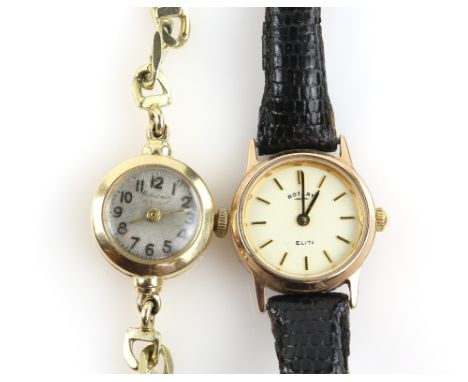 A Haband ladies circular gold cased wristwatch , the signed dial with Arabic numeral hour markers, minute track and gilt hand