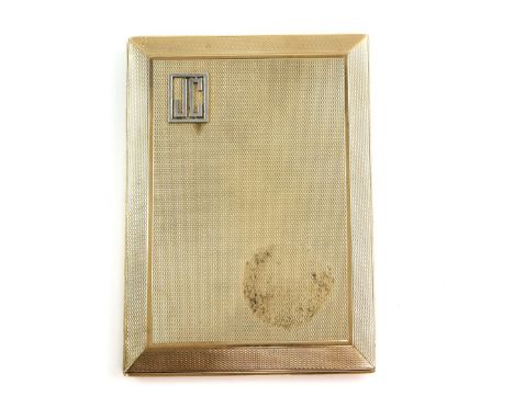 1920's gold cigarette case, with engine-turned decoration, monogrammed cover and personal inscription within, by William Neal
