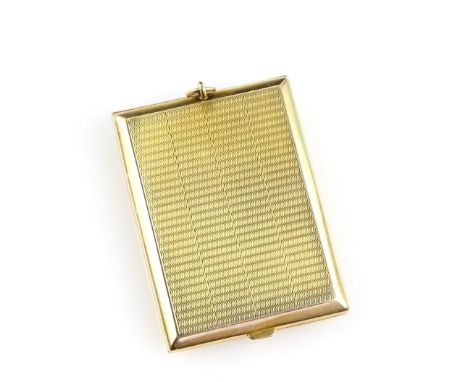 1920's gold matchstick case, the hinged cover with engine turned decoration, by Adie Brothers Ltd, Birmingham, 1925, stamped 