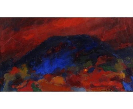CHRIS GRIFFIN acrylic - landscape, entitled 'Single Light', signed and dated 2015, 11 x 20cms