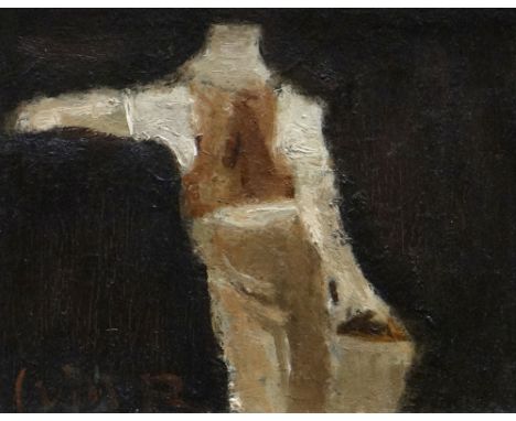 WILL ROBERTS oil on board - figure, entitled verso 'Farmer with Bucket', signed Will R and verso with date 1978, 19 x 24cms P
