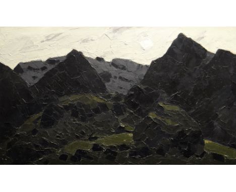 SIR KYFFIN WILLIAMS RA oil on canvas - Snowdonia range near Llanberis, entitled 'Clogwyn y Person I', signed with initials, 7