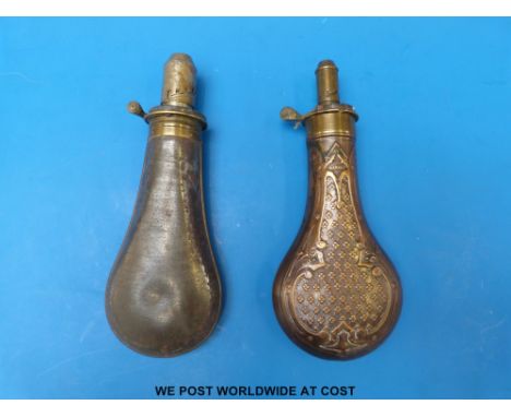 A copper Dixon powder flask and one other