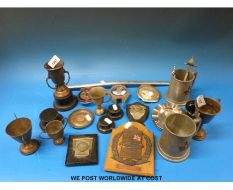 A collection of motoring interest items to include Royal Automobile Club trophies including silver items, Rallye Militaire 19