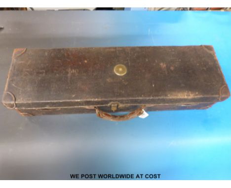 A vintage leather extra deep fitted gun case with replica William Evans label inside lid