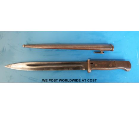 A German model 1884/9K knife bayonet and scabbard, 25cm blade