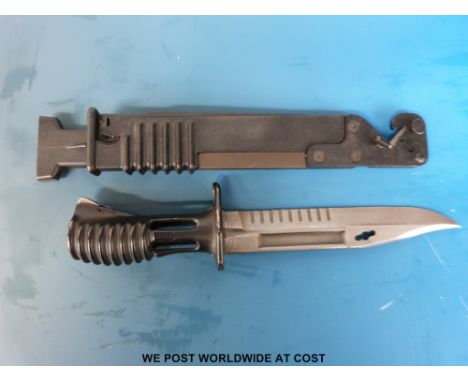 A British SA80 bayonet and scabbard, 17.5cm blade