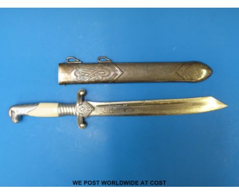 A German Nazi Third Reich Reichsarbeitsdienst RAD (Reich Labour Service) Leaders Hewer dagger with white grips, eagles head p