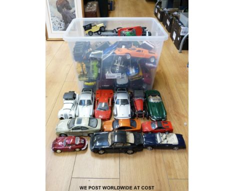 Over 30 mainly 1:18 scale diecast model vehicles by Franklin Mint, Revell, Jada, Tonka, Polistill etc