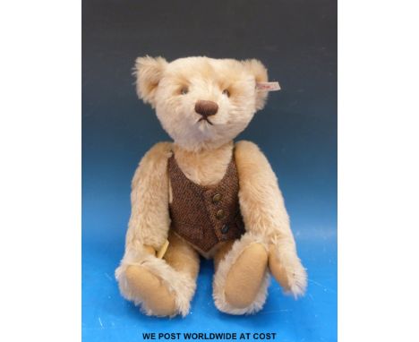 Steiff Blonde 43 teddy bear with mohair, growler and fitted waistcoat, limited edition 1390/3000 (in original box with certif