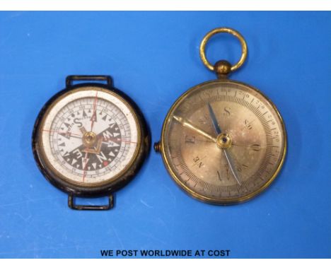 An unusual Negretti and Zambra wrist compass, factory produced, pre 1920 and impressed mark verso, together with another bras