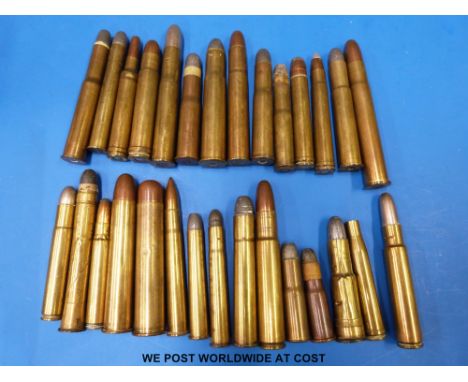 A quantity of deactivated brass military and hunting ammunition of various calibres, together with lead bullet tips and muske