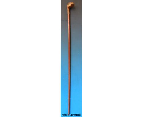 A Sunday golf club or walking stick with horn inset sections