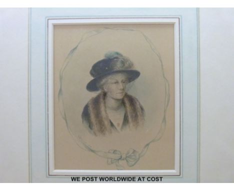 A G Holman watercolour portrait of Princess Louise Duchess of Argyll, dated 1914 possibly painted in Canada, label verso givi