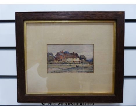 C Rhodes oil on board 'The Millpond, Burwash, Sussex' (33x44cm) together with a K J Walton watercolour landscape, watercolour