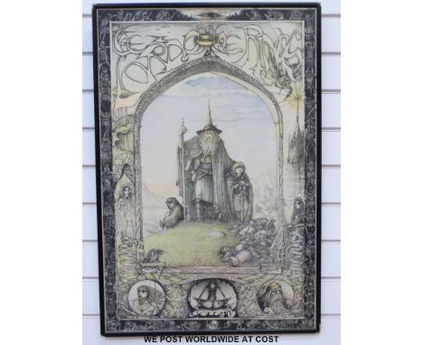 An original 1970s Jimmy Caulty Lord of the Rings poster printed on a board (84 x 56cm) 