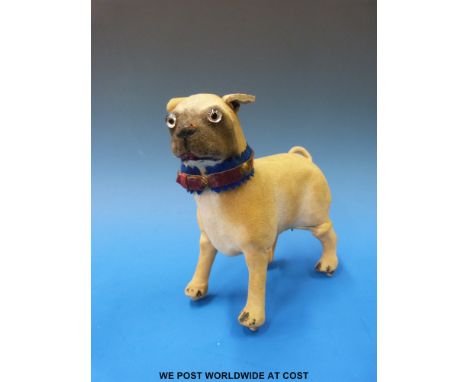 A Roullet & Decamps clockwork automaton walking pug dog in contemporary box (17cm tall, 17cm long)