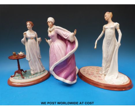 Two Jane Austen limited edition Franklin Mint figures and a House of Fabergé figure 'The Frost Fairy Princess'