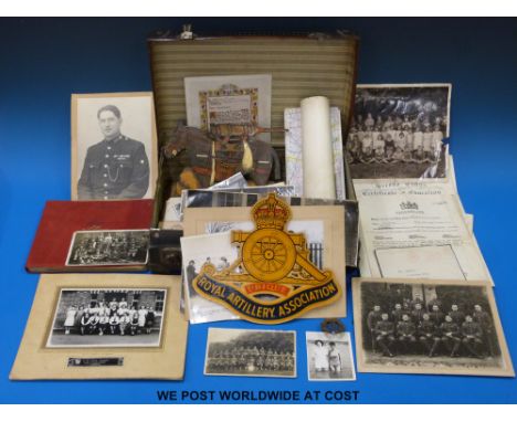 A small vintage suitcase containing ephemera relating to the life of Montague Henry Butler and his wife Mary, late of Cholsey