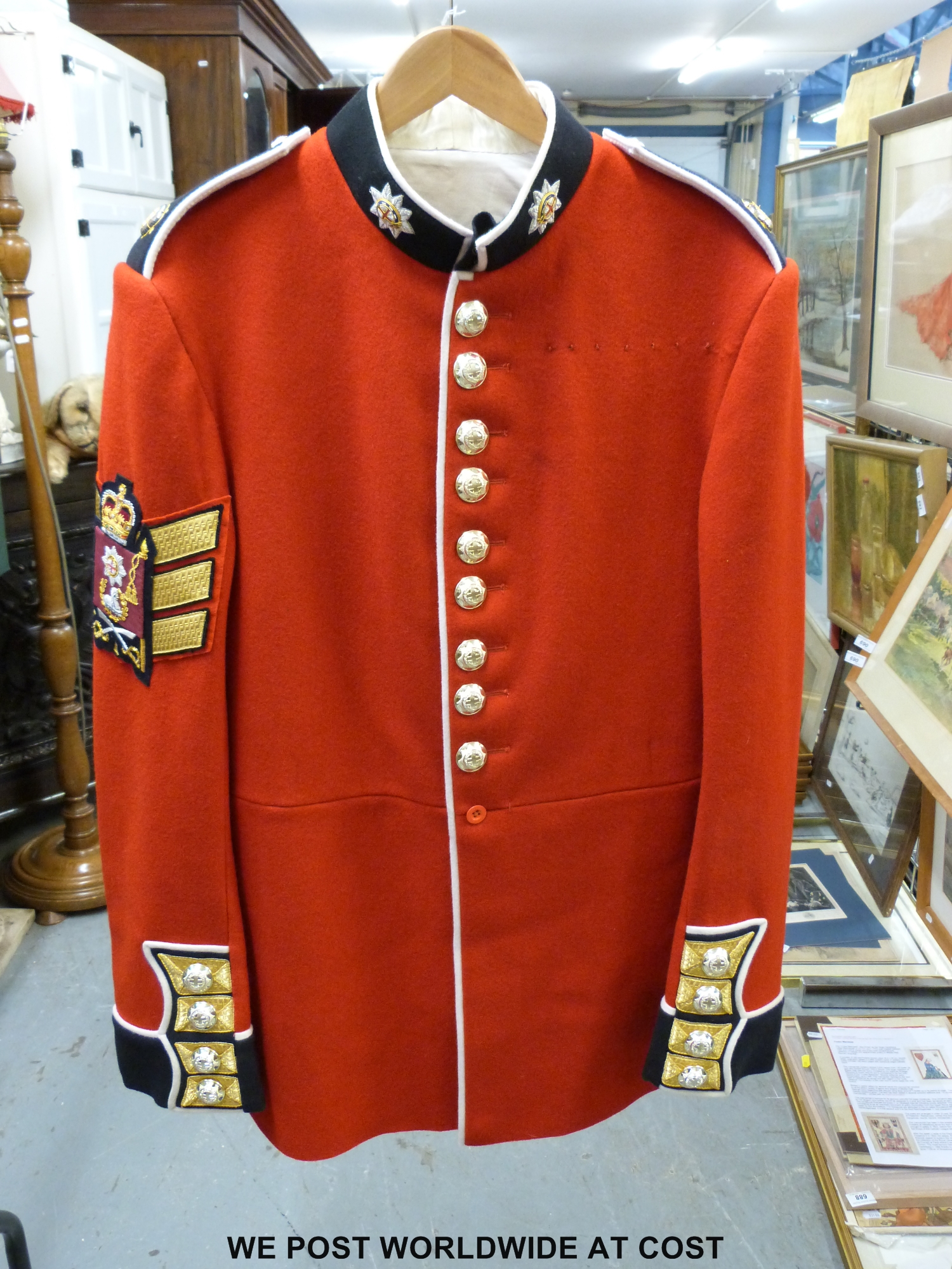 A Coldstream Guards colour sergeant uniform (tunic, trousers and boots)