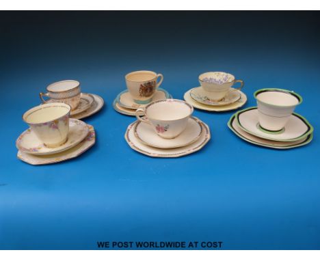 Six trios including Paragon, James Kent and a Clarice Cliff coronation example