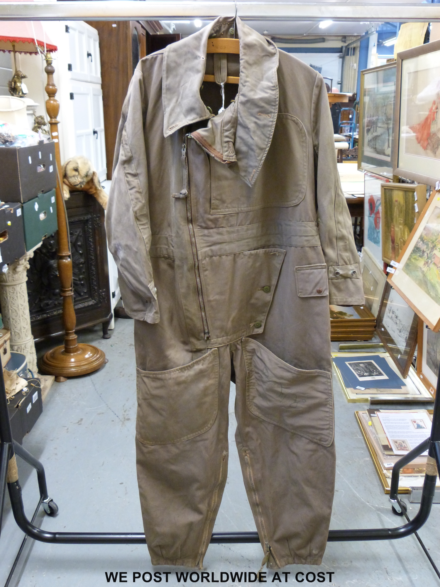 A WW2 era Sidcot flying suit, the suit size 1