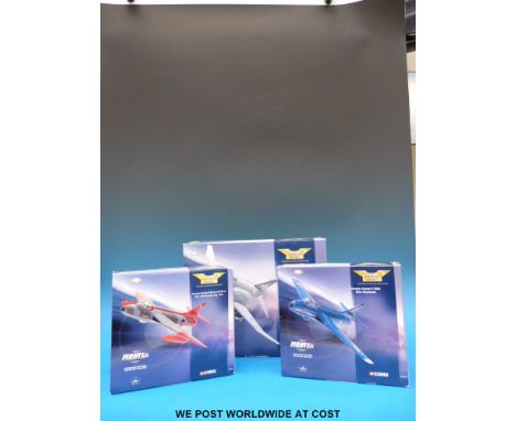 Three Corgi The Aviation Archive Jet Fighter Power 1:72 scale diecast model aircraft, two Hawker Hunters AA32701 and AA32702 