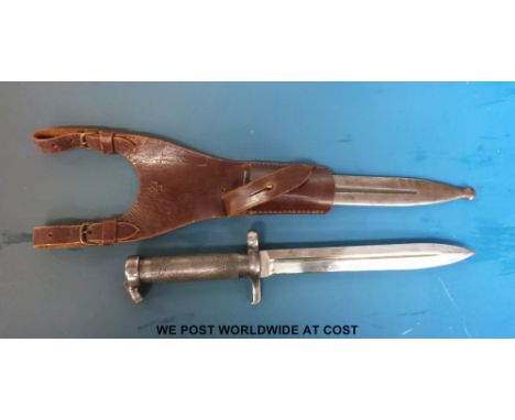 A Swedish model 1896 knife bayonet in scabbard with frog, 208cm blade