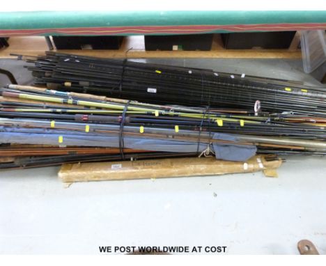 Two bundles of vintage fishing rods and mainly carbon fibre rod blanks (large quantity)