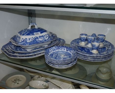 A quantity of Spode Italian dinner ware to include; six dinner plates, three graduated platters, lidded serving dish (lid chi