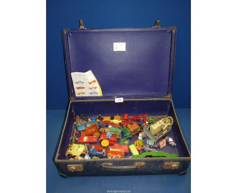 A quantity of model vehicles including Dinky and Corgi; Noddy Cars, Gypsy van etc a/f, in suitcase.