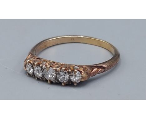 A five stone Diamond ring, the five graduated Diamonds claw set, 2.3gms, ring size N