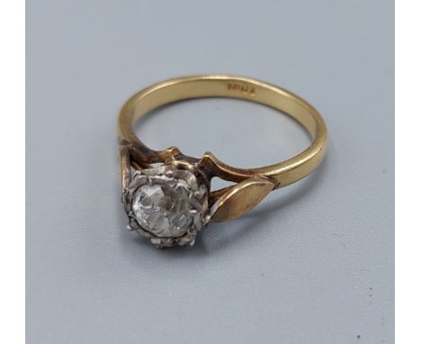 An 18ct gold solitaire Diamond ring, approx. 0.60ct, 2.9gms, ring size J