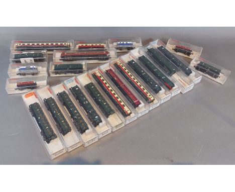 A collection of Fleischmann N gauge rolling stock, boxed