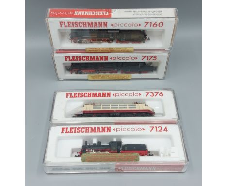 A Fleischmann locomotive, Piccolo, number 7175 together with another number 7160, another 7376 and another 7124