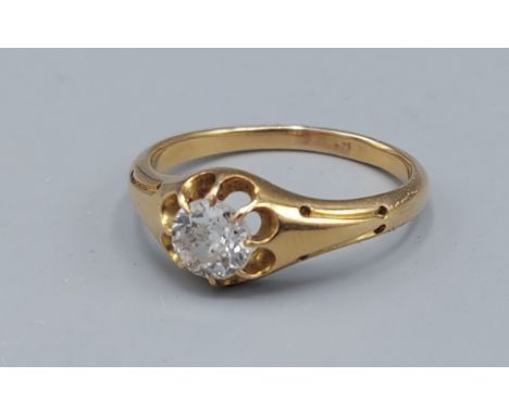 A solitaire Diamond ring, claw set, approx. 0.50ct, 4.6gms, ring size R