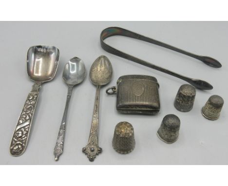Victorian silver vesta case with ribbed body, vacant cartouche and gilt interior by A &amp; J Zimmerman Ltd, Birmingham, 1896