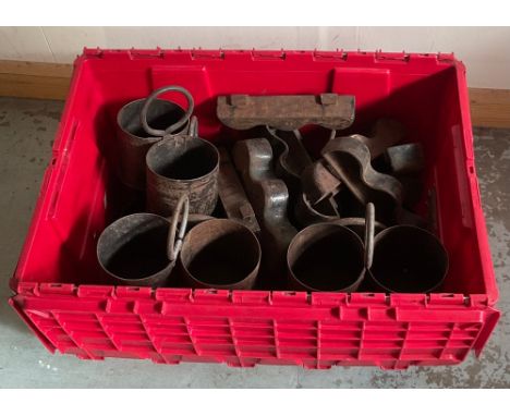 Collection of metalware, including vintage double and quad storage pots and metal molds (2)