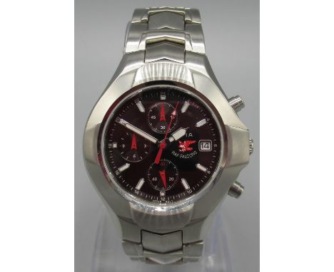 Avia Polar Star RAF Falcons stainless steel quartz chronograph with watch with date, signed black dial, three subsidiary dial