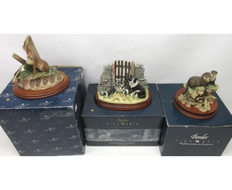 Border Fine Arts figure groups 'Mother's Pride B0806, 'The Runner' A0004, and 'Together Again' SOC3, with boxes (3)