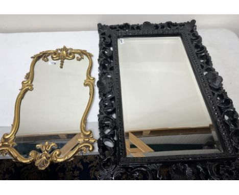 20th Century Victorian style bevel edged mirror, W90cm H60cm and another mirror (2)