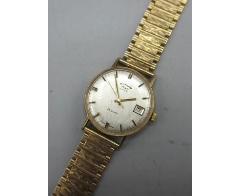 Rotary 9ct gold automatic wristwatch with date on contemporary matched 9ct gold bracelet, Birmingham 1971, signed silvered te