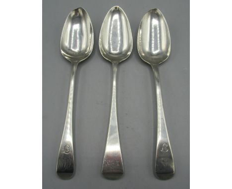 George III silver monogrammed tablespoon with hanover finial by George Smith &amp; William Fearn, London 1790, George III sil