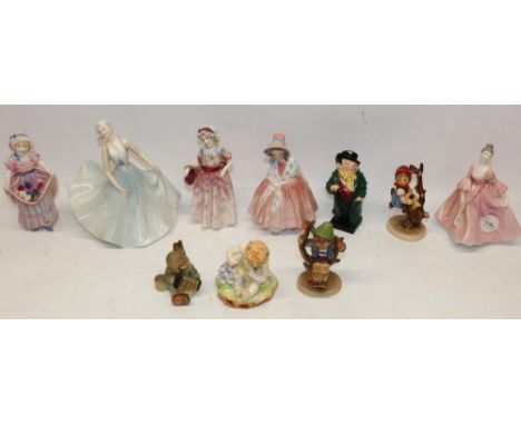 Collection of Royal Doulton figures and other figures incl. 'Mischief' modelled by Freda Doughty, Hummel figures, etc. (10)